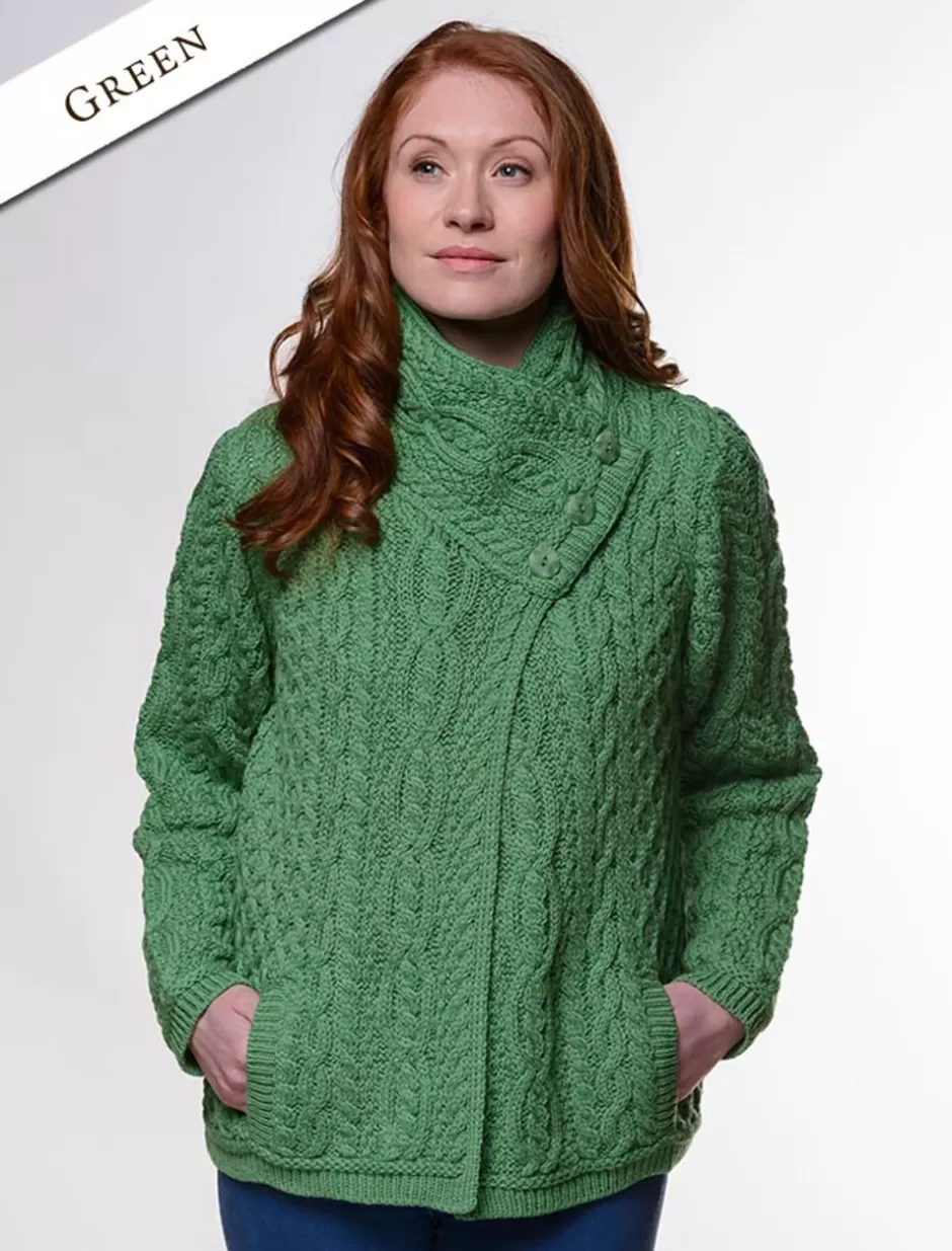 aran_cable_crossover_neck_sweater_3.webp Cardigans, Jackets & Coatigans<Glenaran Aran Cable Crossover Neck Sweater