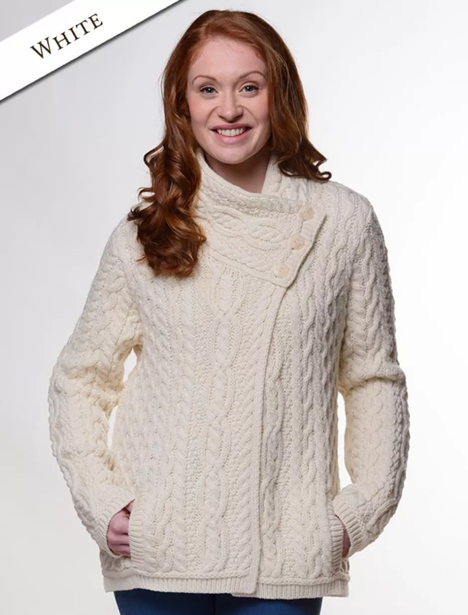 aran_cable_crossover_neck_sweater_5.webp Cardigans, Jackets & Coatigans<Glenaran Aran Cable Crossover Neck Sweater