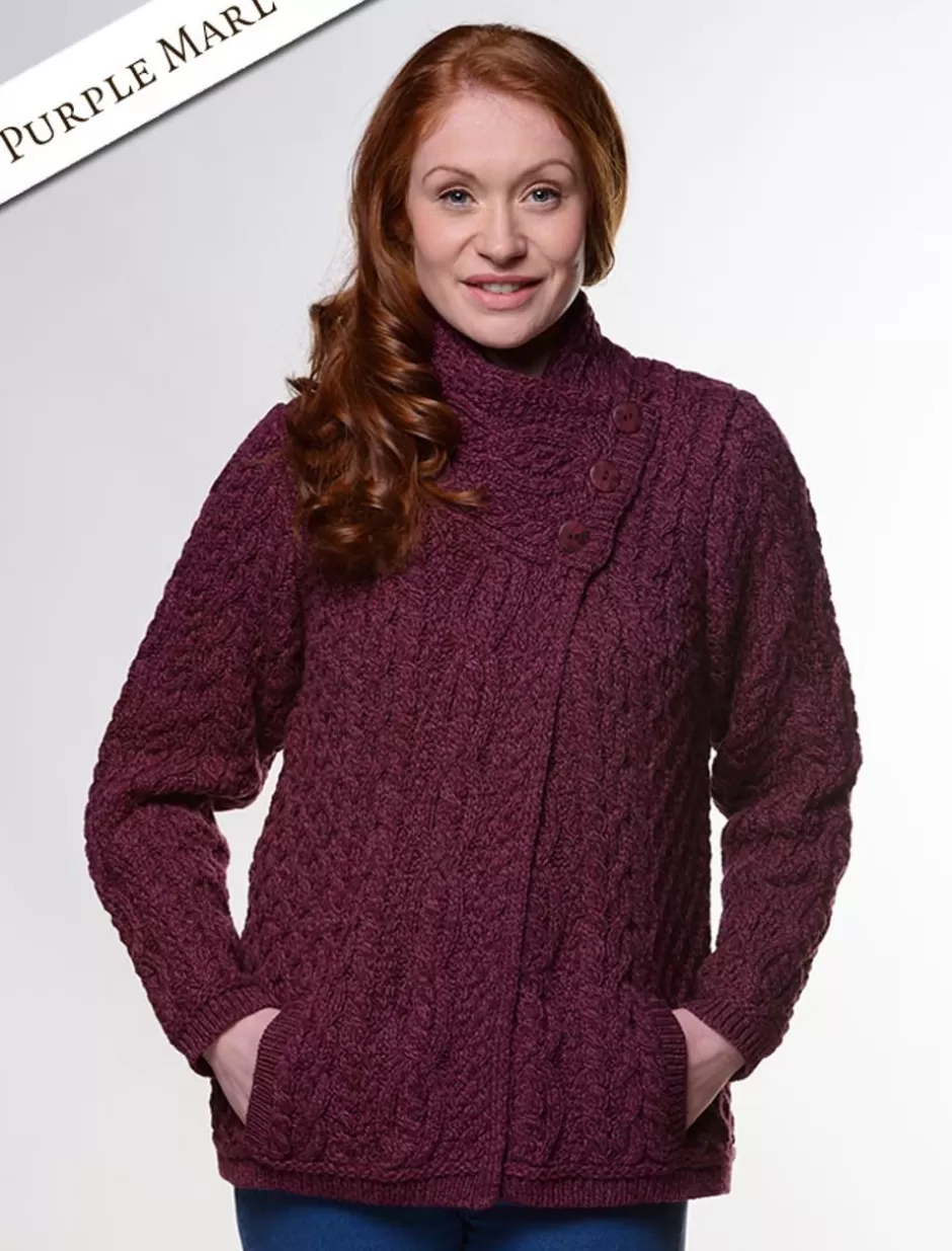 aran_cable_crossover_neck_sweater_6.webp Cardigans, Jackets & Coatigans<Glenaran Aran Cable Crossover Neck Sweater