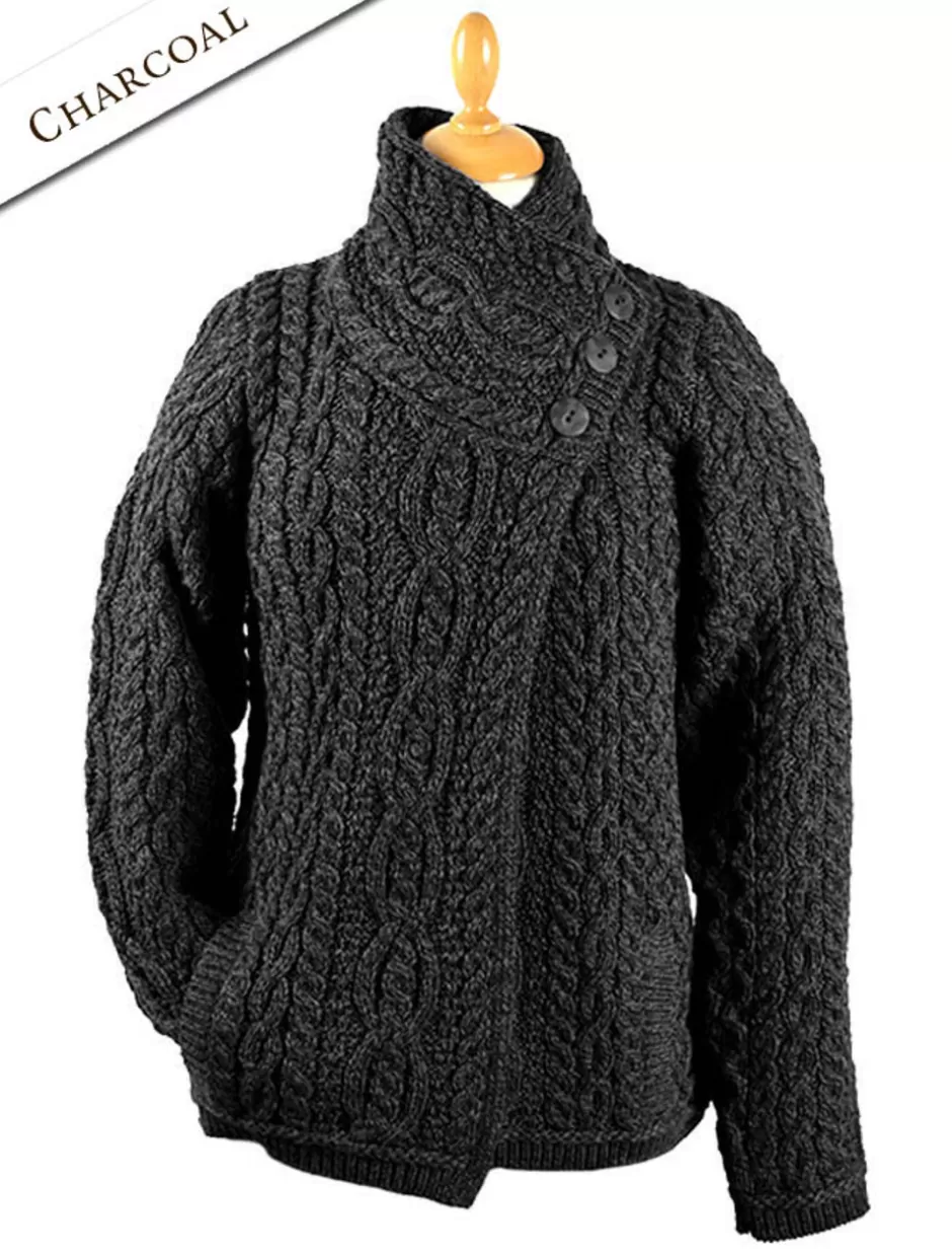 aran_cable_crossover_neck_sweater_9.webp Cardigans, Jackets & Coatigans<Glenaran Aran Cable Crossover Neck Sweater