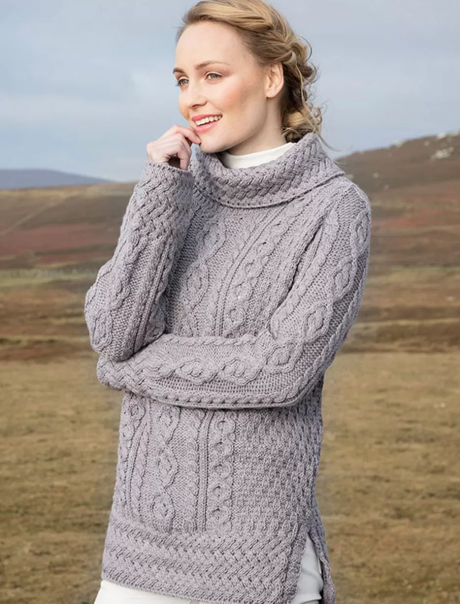 Sweaters<Glenaran Aran Cowl Neck Tunic Sweater