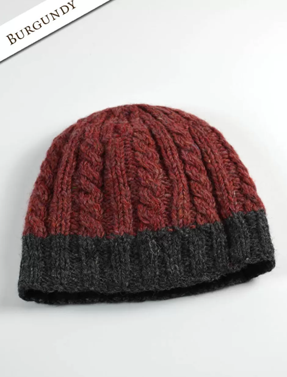 aran_fleece_lined_beanie_2.webp Irish Wool Hats<Glenaran Aran Fleece Lined Beanie