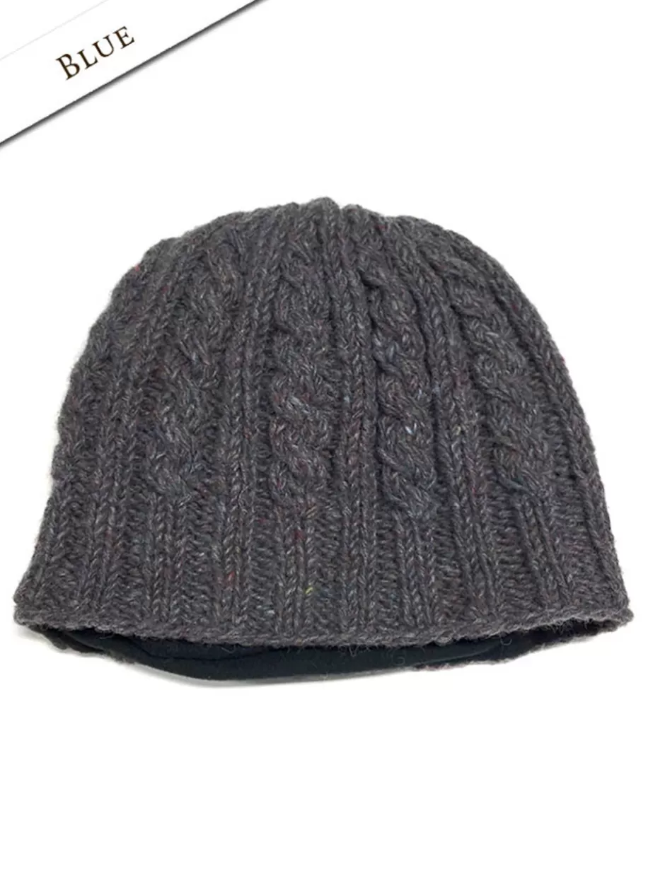 aran_fleece_lined_beanie_3.webp Irish Wool Hats<Glenaran Aran Fleece Lined Beanie