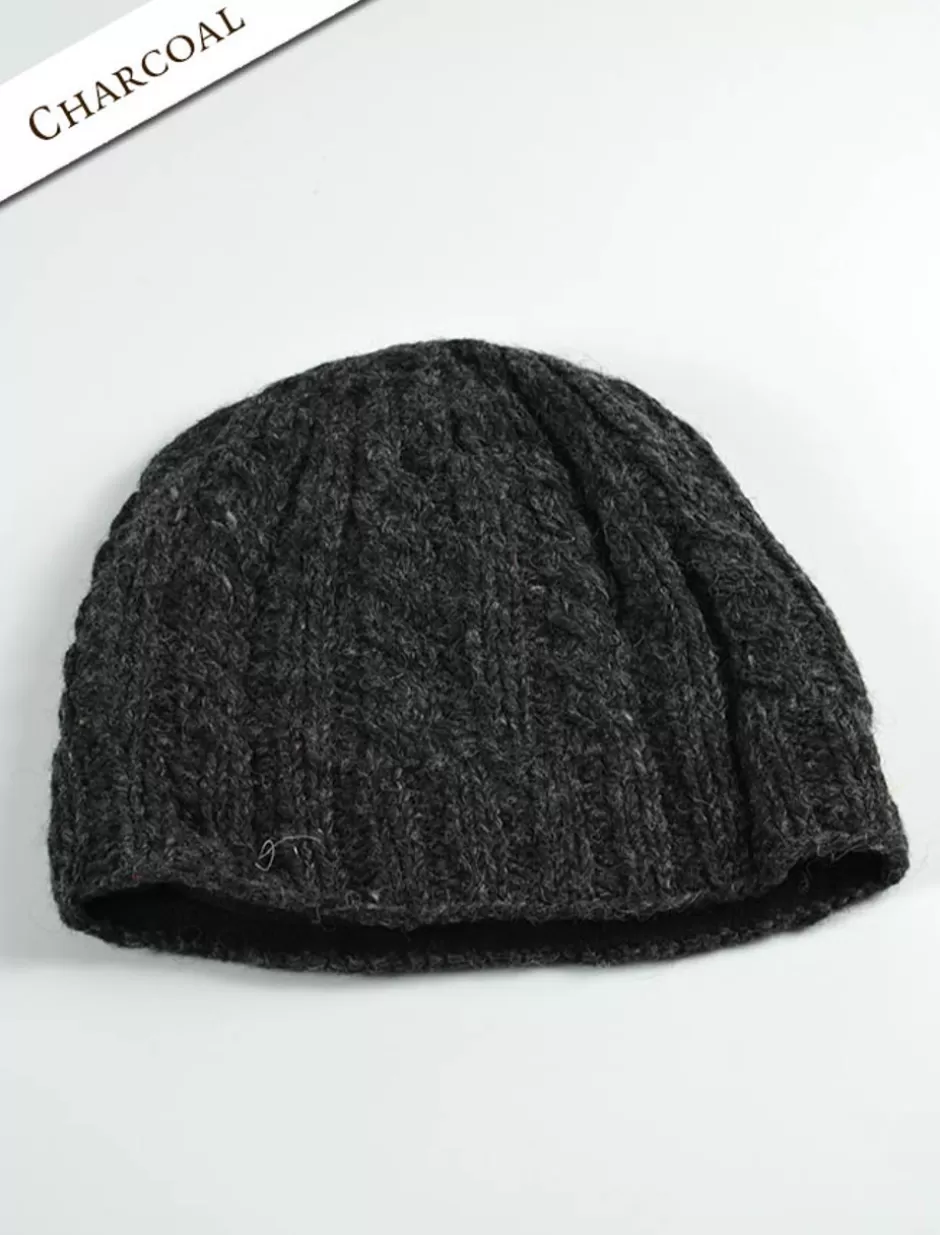 aran_fleece_lined_beanie_4.webp Irish Wool Hats<Glenaran Aran Fleece Lined Beanie