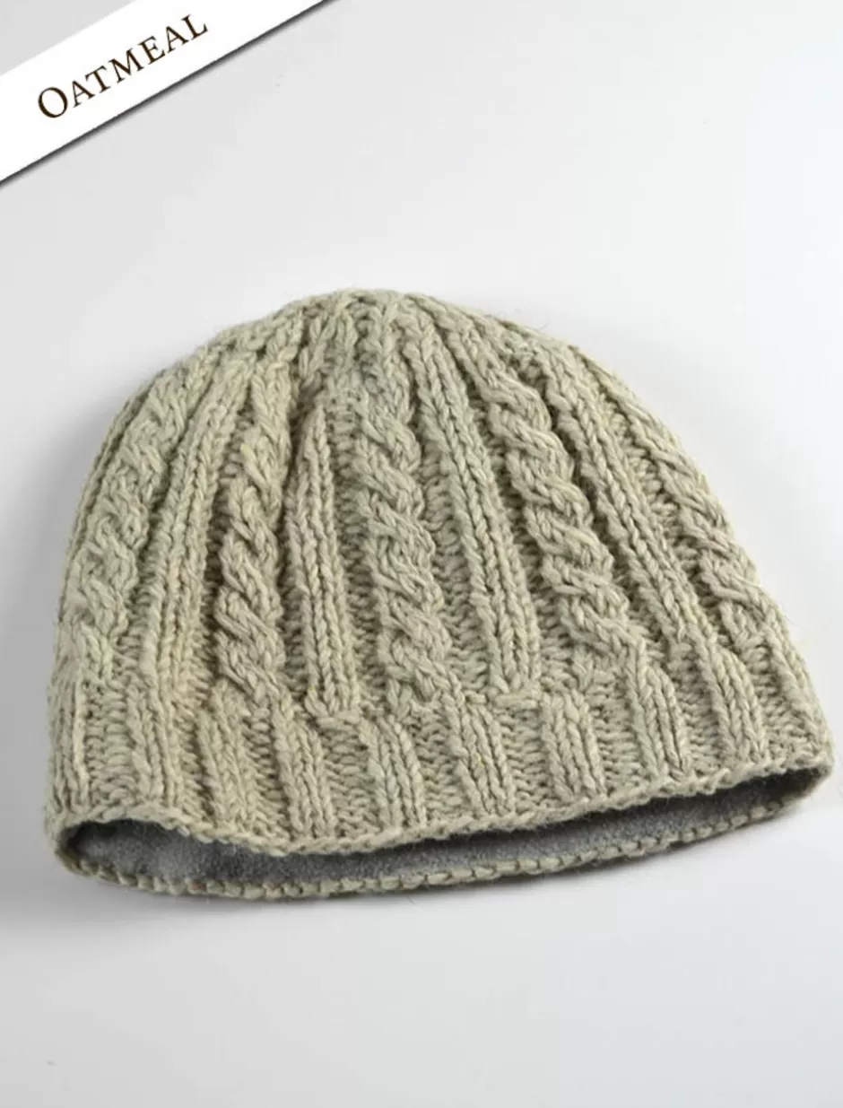 aran_fleece_lined_beanie_5.webp Irish Wool Hats<Glenaran Aran Fleece Lined Beanie