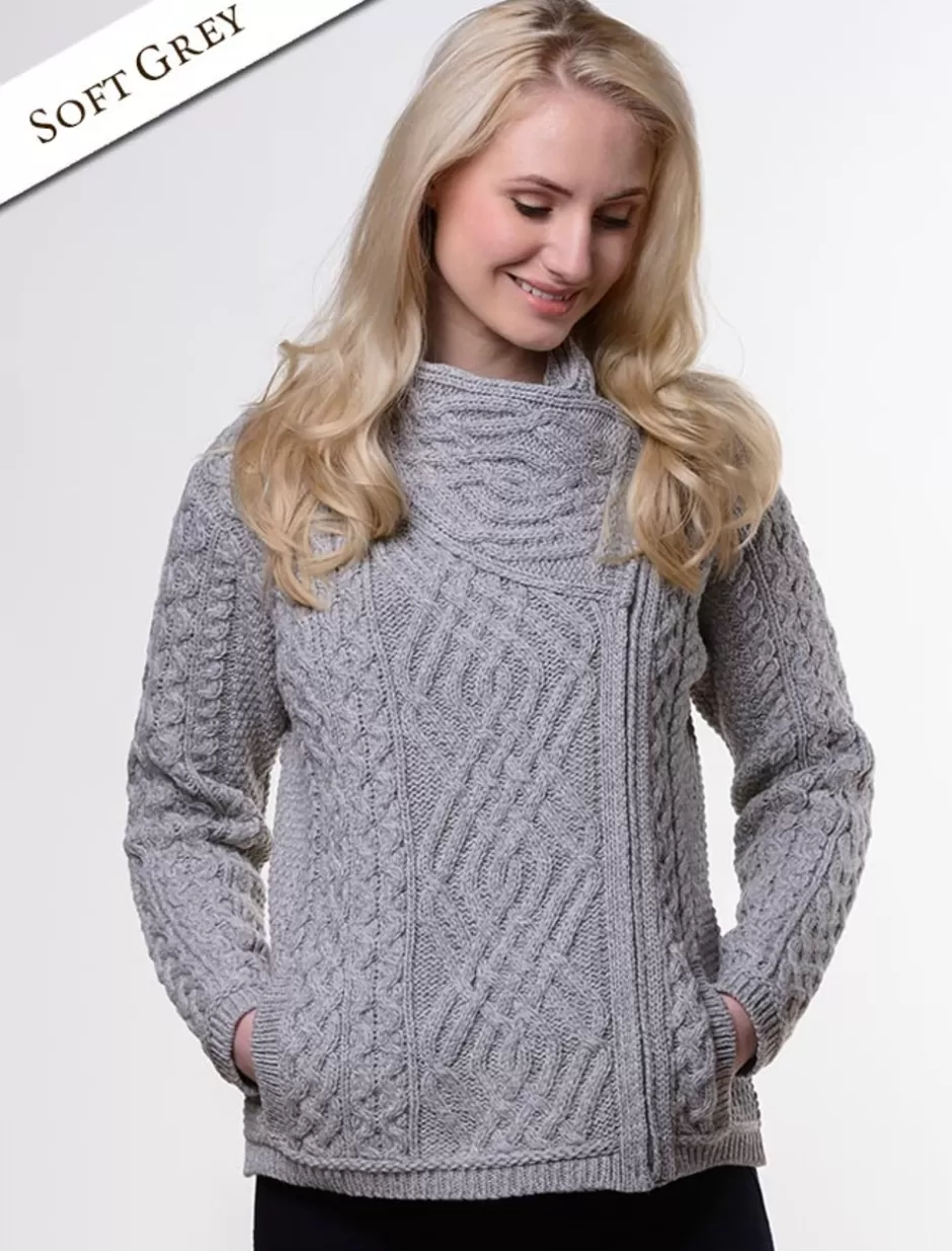 aran_jacket_with_celtic_knot_side_zip_4.webp Cardigans, Jackets & Coatigans<Glenaran Aran Jacket with Celtic Knot Side Zip