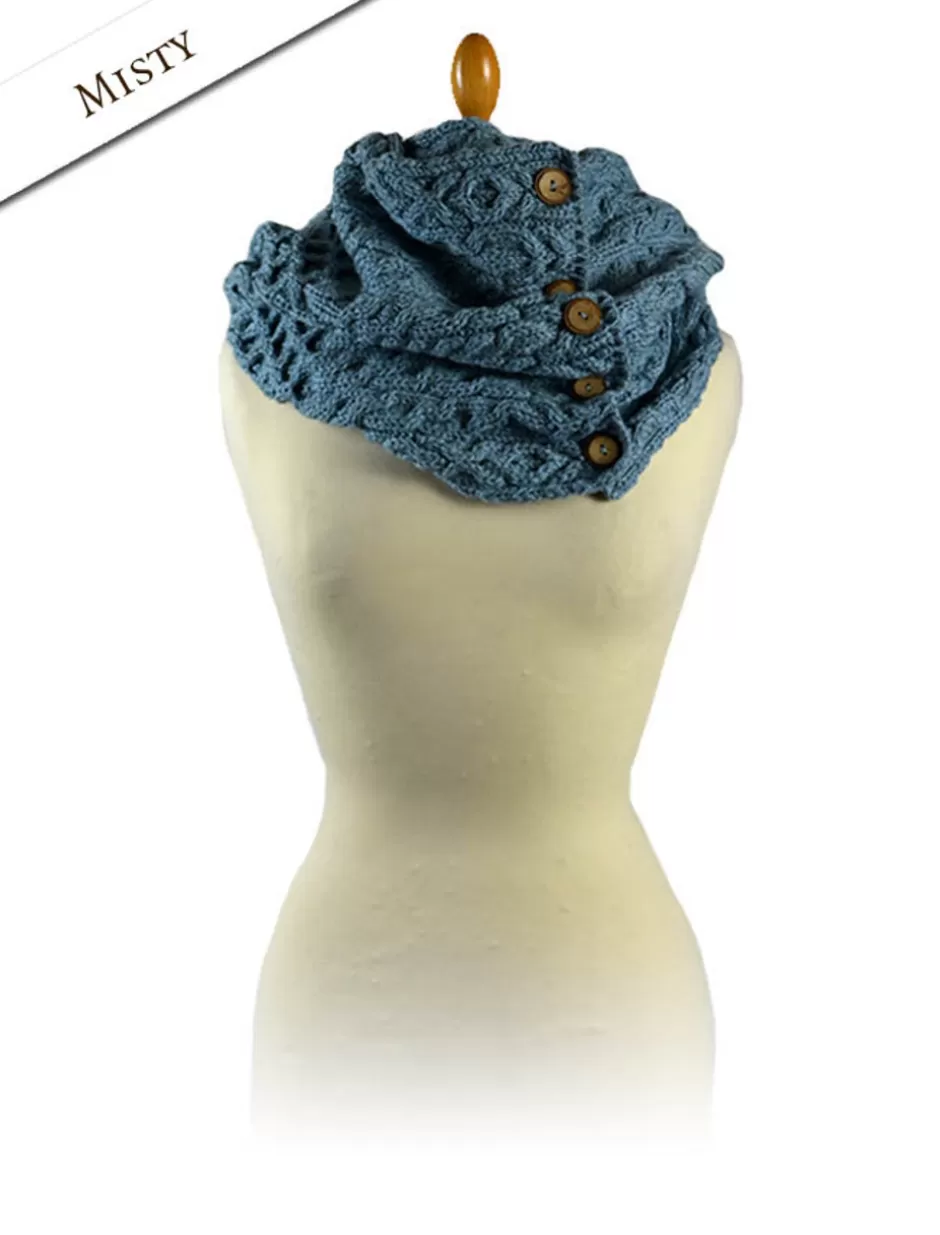 aran_snood_scarf_with_buttons_11.webp Knitted Wool Scarves<Glenaran Aran Snood Scarf with Buttons
