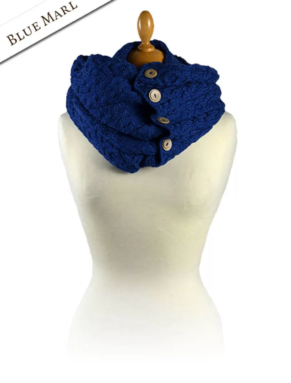 aran_snood_scarf_with_buttons_12.webp Knitted Wool Scarves<Glenaran Aran Snood Scarf with Buttons