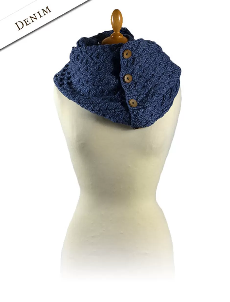 aran_snood_scarf_with_buttons_13.webp Knitted Wool Scarves<Glenaran Aran Snood Scarf with Buttons