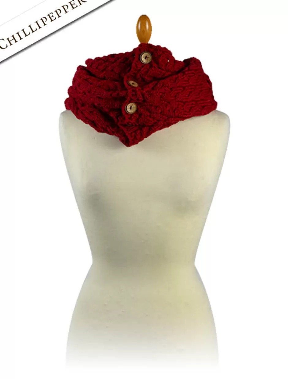 aran_snood_scarf_with_buttons_14.webp Knitted Wool Scarves<Glenaran Aran Snood Scarf with Buttons