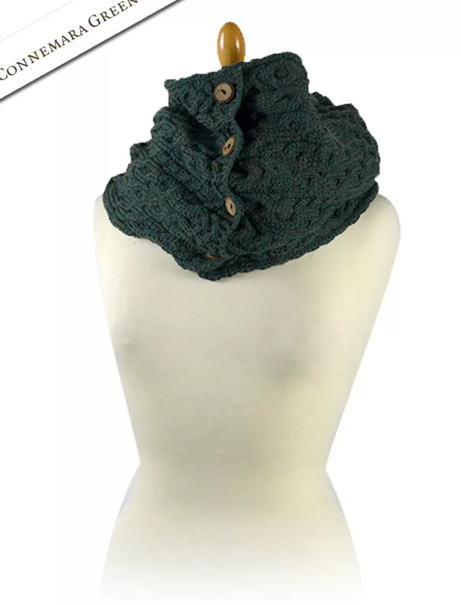 aran_snood_scarf_with_buttons_15.webp Knitted Wool Scarves<Glenaran Aran Snood Scarf with Buttons