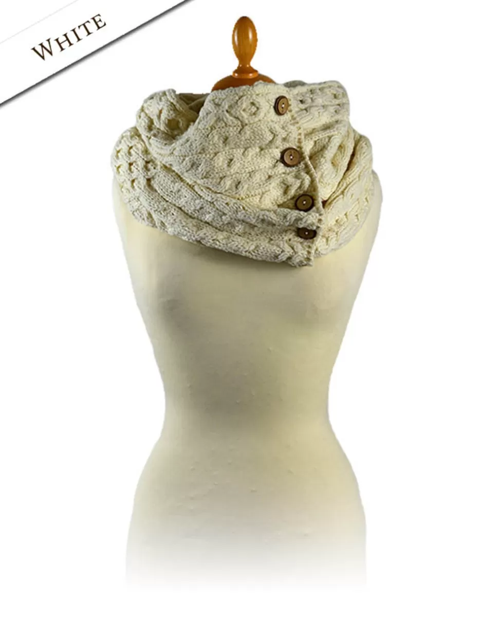 aran_snood_scarf_with_buttons_6.webp Knitted Wool Scarves<Glenaran Aran Snood Scarf with Buttons