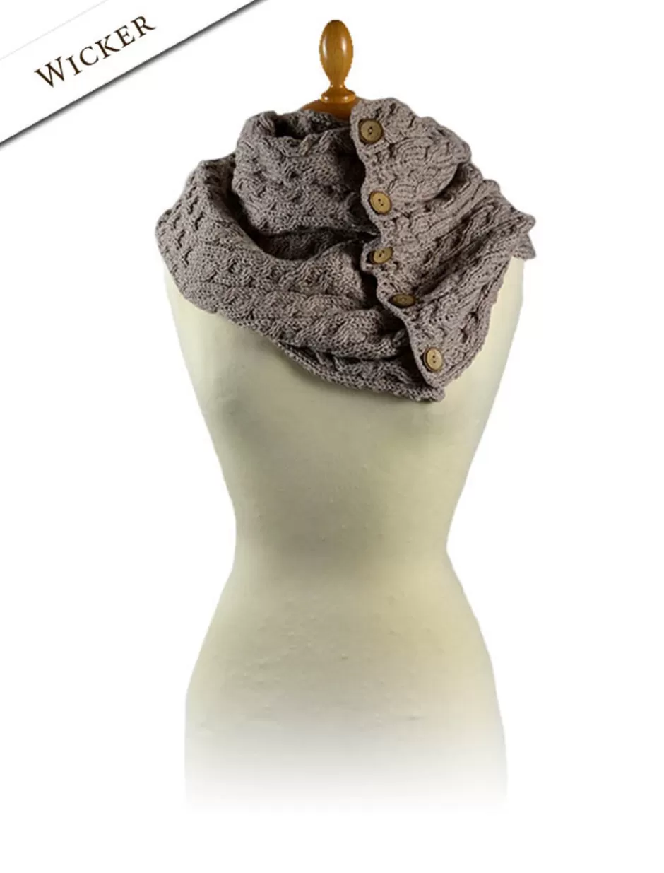 aran_snood_scarf_with_buttons_9.webp Knitted Wool Scarves<Glenaran Aran Snood Scarf with Buttons