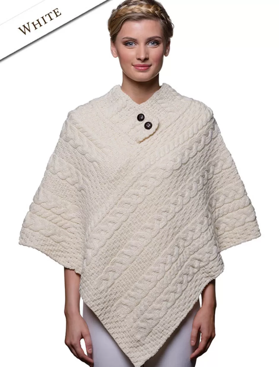cable_aran_poncho_with_button_detail_3.webp Ponchos, Capes & Shawls<Glenaran Cable Aran Poncho With Button Detail