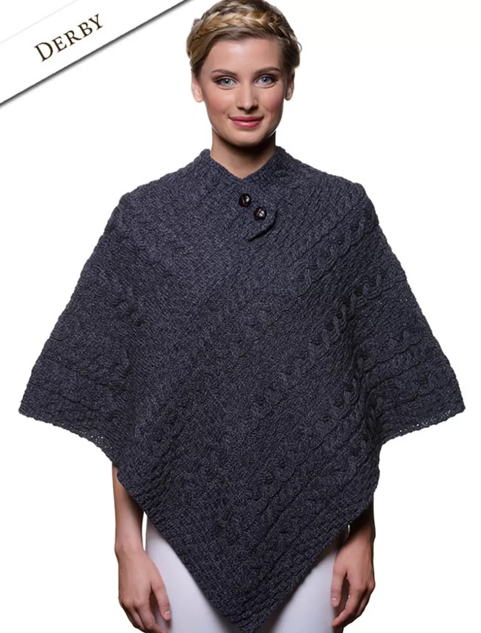 cable_aran_poncho_with_button_detail_4.webp Ponchos, Capes & Shawls<Glenaran Cable Aran Poncho With Button Detail