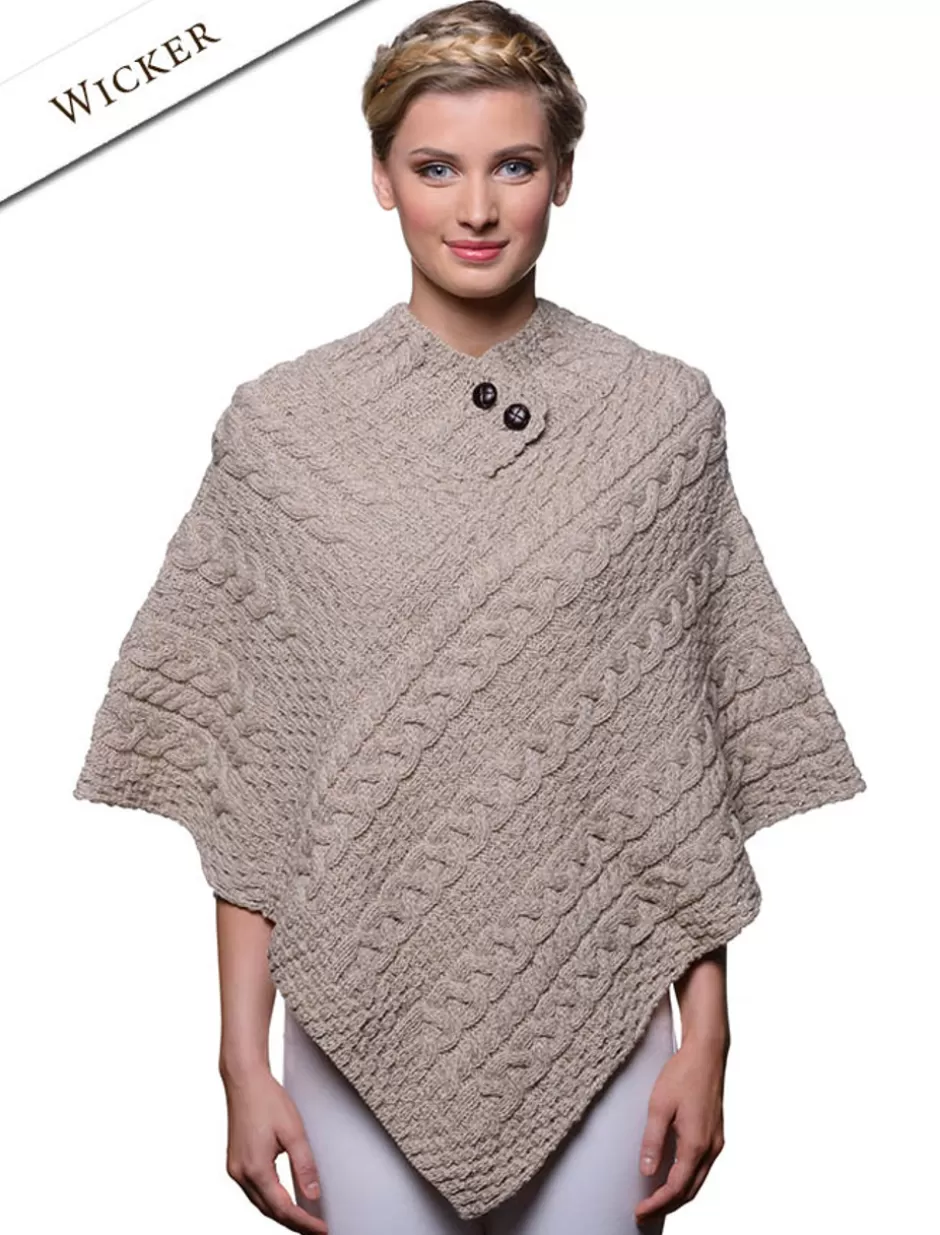 cable_aran_poncho_with_button_detail_7.webp Ponchos, Capes & Shawls<Glenaran Cable Aran Poncho With Button Detail