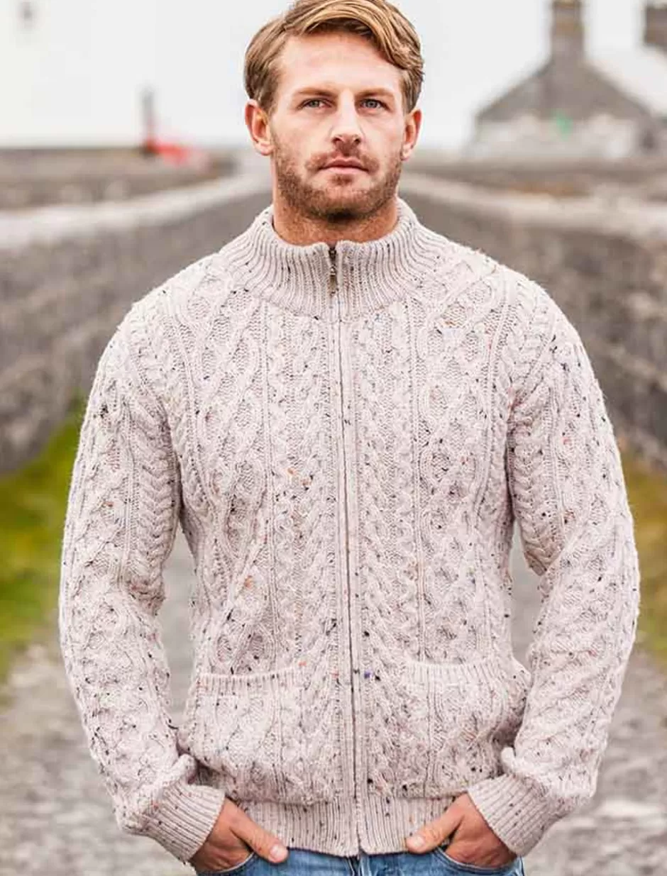 diamond_and_cable_knit_zip_cardigan_with_pockets_2.webp Cardigans, Jackets & Coats<Glenaran Diamond and Cable Knit Zip Cardigan with Pockets