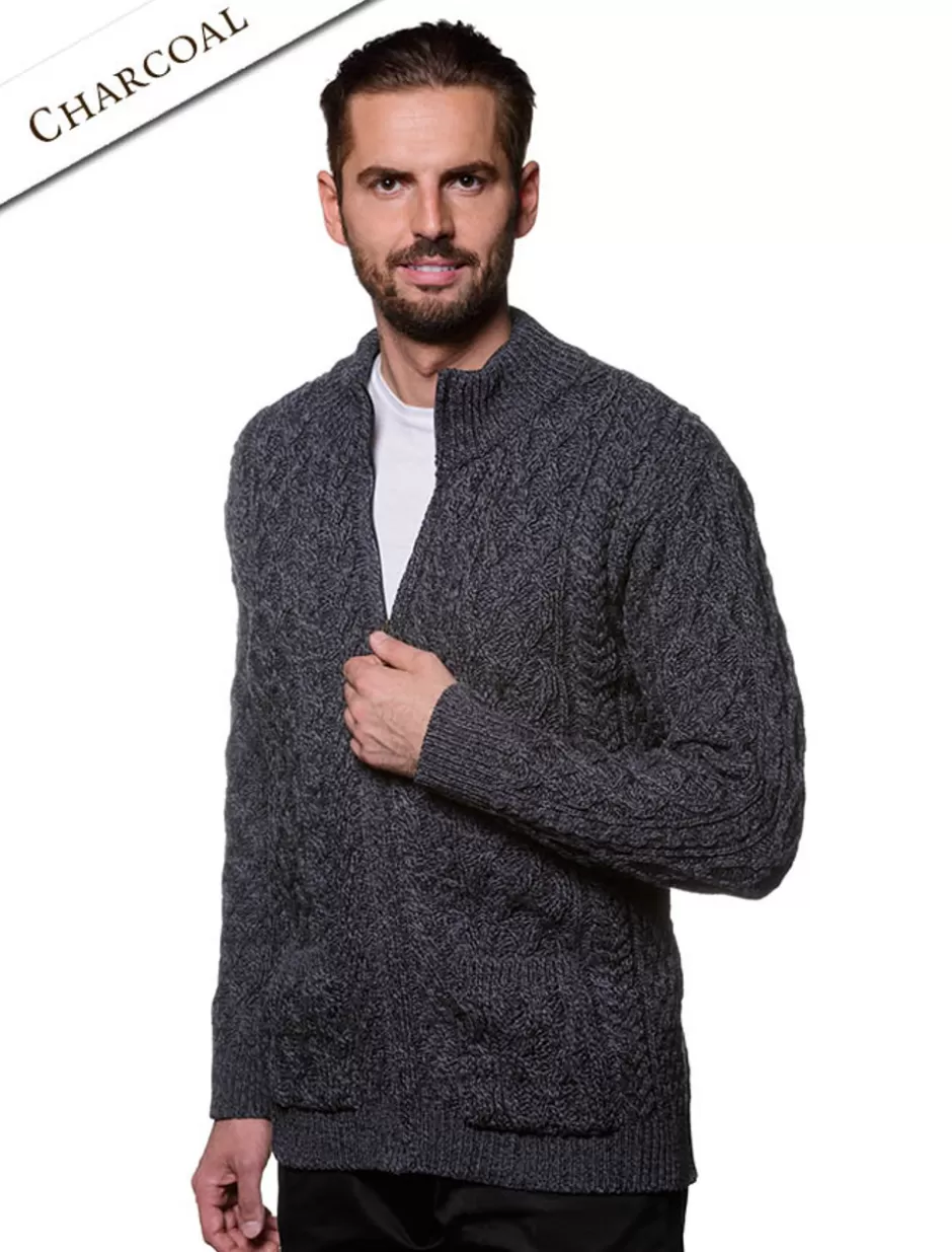 diamond_and_cable_knit_zip_cardigan_with_pockets_5.webp Cardigans, Jackets & Coats<Glenaran Diamond and Cable Knit Zip Cardigan with Pockets