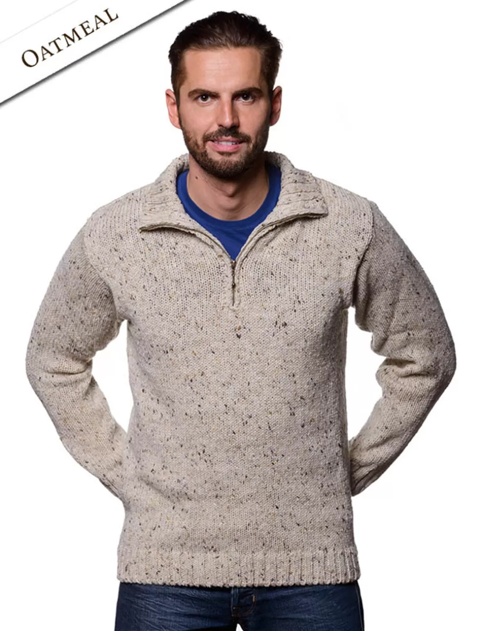 donegal_tweed_half_zip_sweater_2.webp Sweaters<Glenaran Donegal Tweed Half Zip Sweater