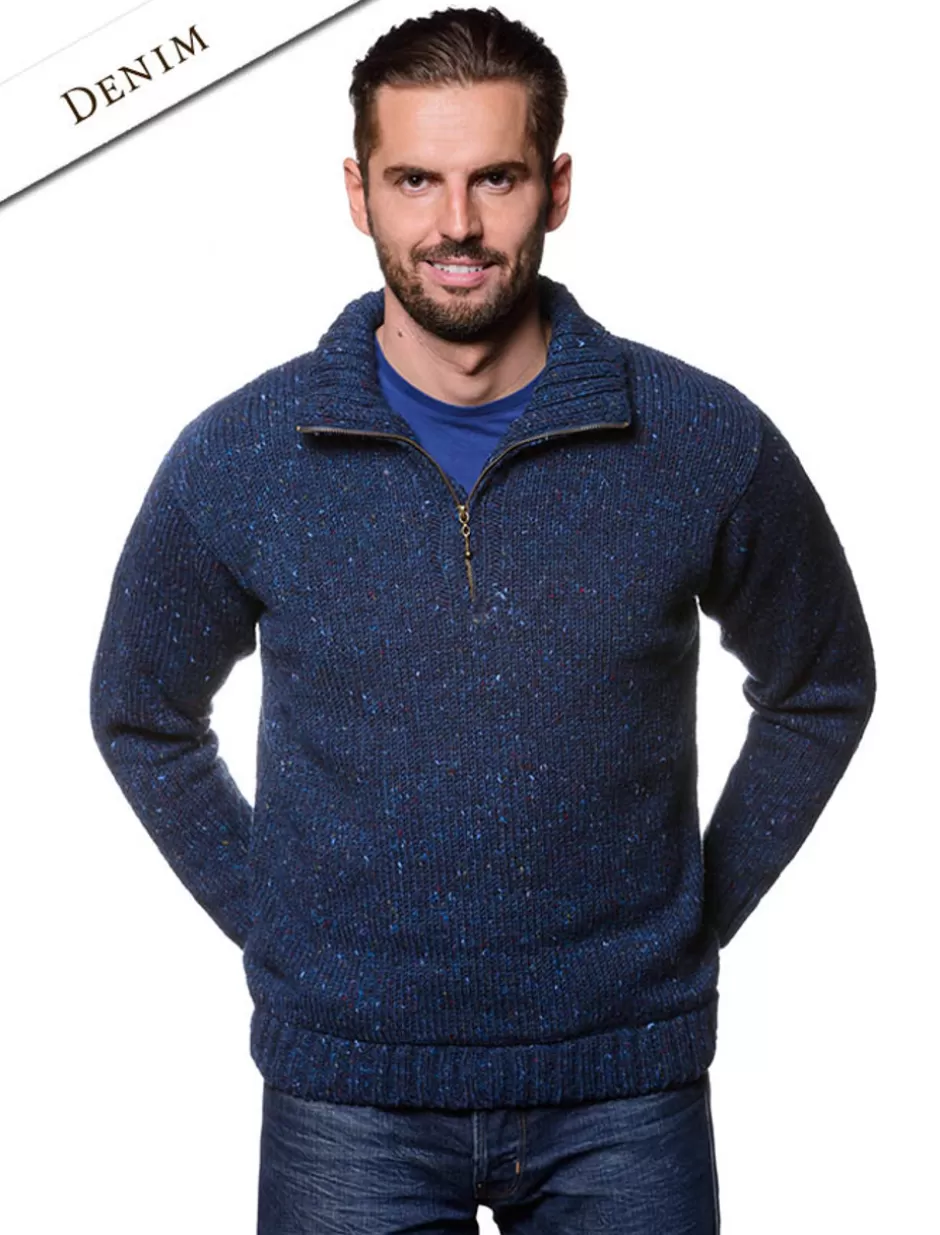 donegal_tweed_half_zip_sweater_3.webp Sweaters<Glenaran Donegal Tweed Half Zip Sweater