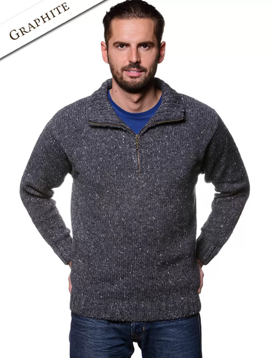 donegal_tweed_half_zip_sweater_4.webp Sweaters<Glenaran Donegal Tweed Half Zip Sweater
