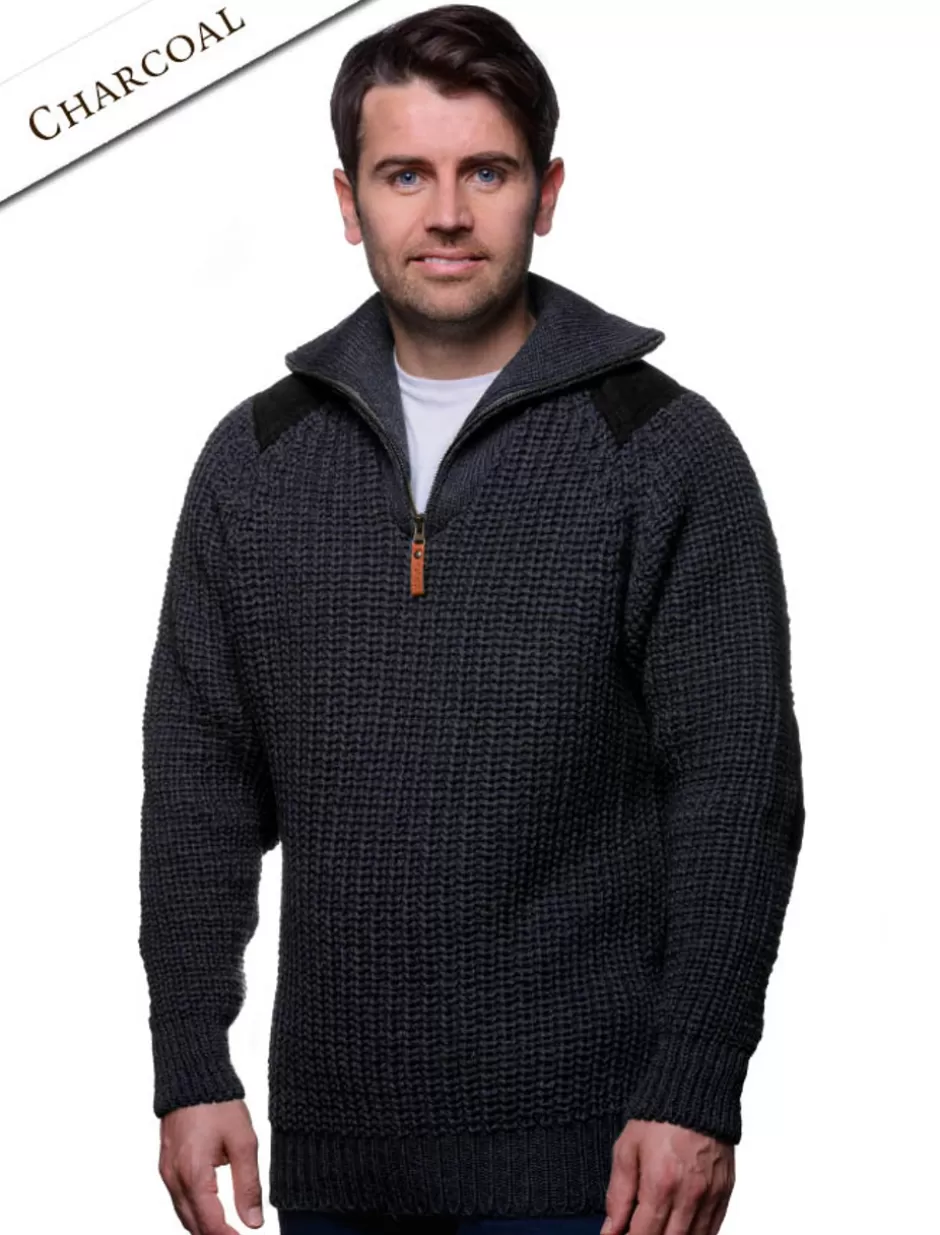 Sweaters<Glenaran Fisherman's Half Zip Sweater with Patches