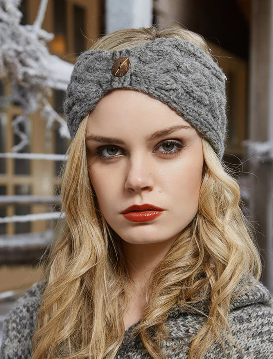 Caps & Hats<Glenaran Fleece Lined Aran Cable Headband with Button