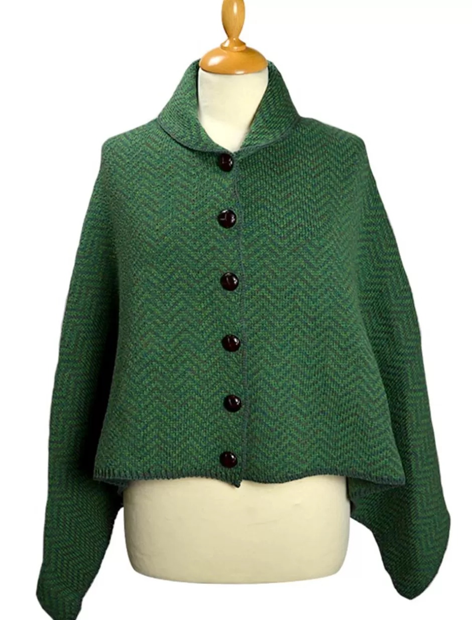 herringbone_merino_poncho_with_button_detail_4.webp Ponchos, Capes & Shawls<Glenaran Herringbone Merino Poncho with Button Detail