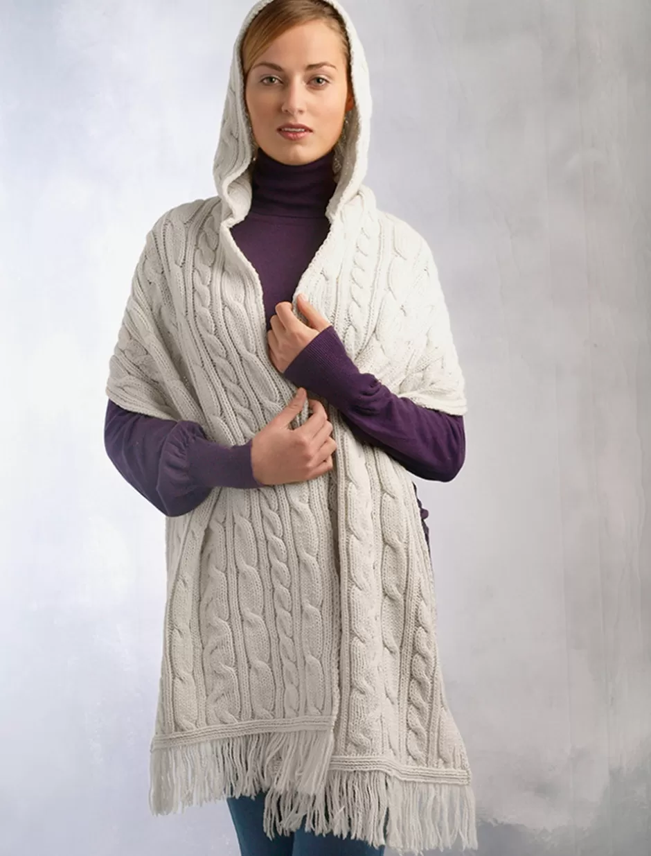 hooded_scarf_shawl_8.webp Knitted Wool Scarves | Ponchos, Capes & Shawls<Glenaran Hooded Scarf Shawl