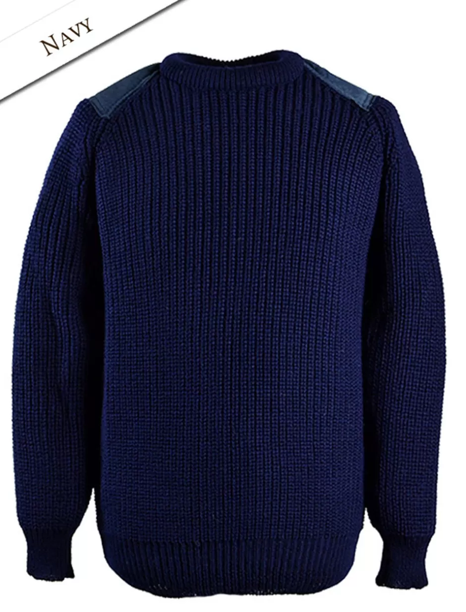 irish_fishermans_ribbed_sweater_with_patches_3.webp Sweaters<Glenaran Irish Fishermans Ribbed Sweater with Patches