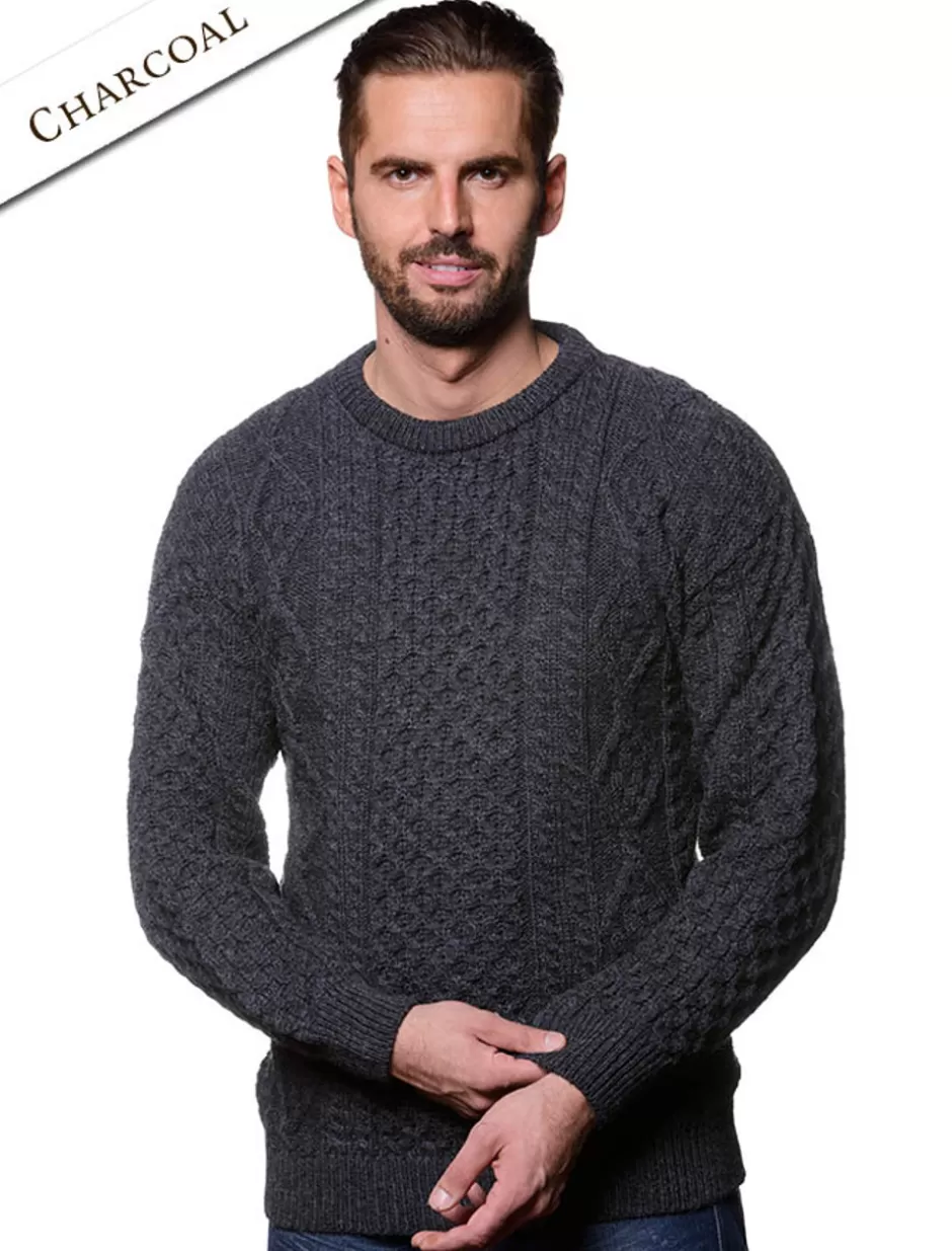 lightweight_traditional_aran_mens_wool_sweater_6.webp Sweaters<Glenaran Lightweight Traditional Aran Mens Wool Sweater