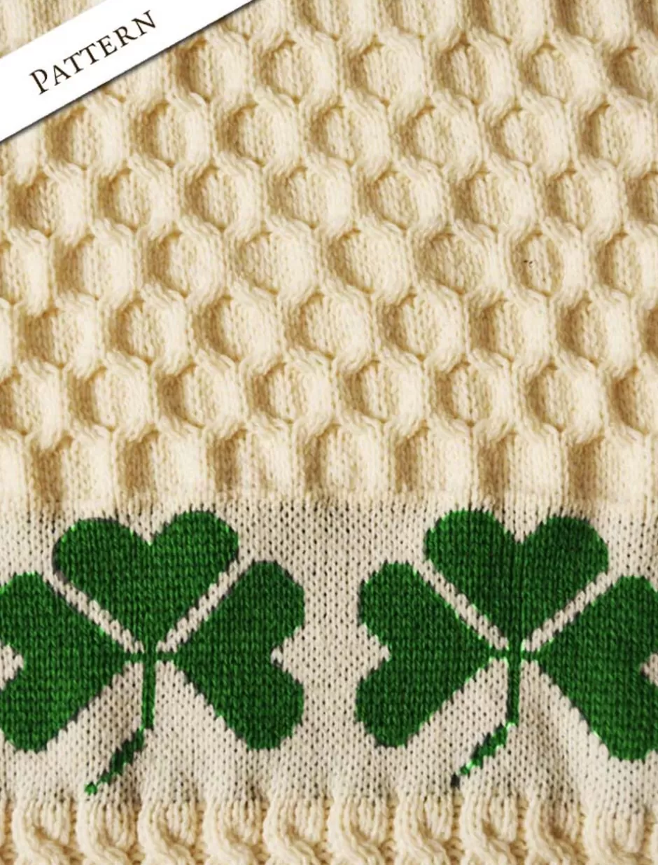 medium_merino_shamrock_throw_2.webp Knitted Wool Throws<Glenaran Medium Merino Shamrock Throw