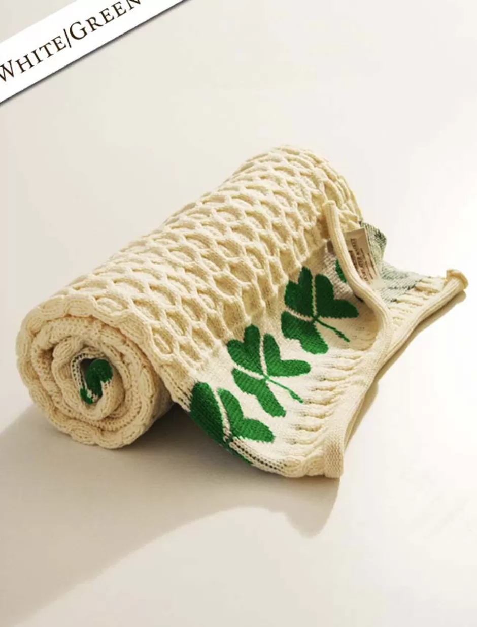 medium_merino_shamrock_throw_6.webp Knitted Wool Throws<Glenaran Medium Merino Shamrock Throw