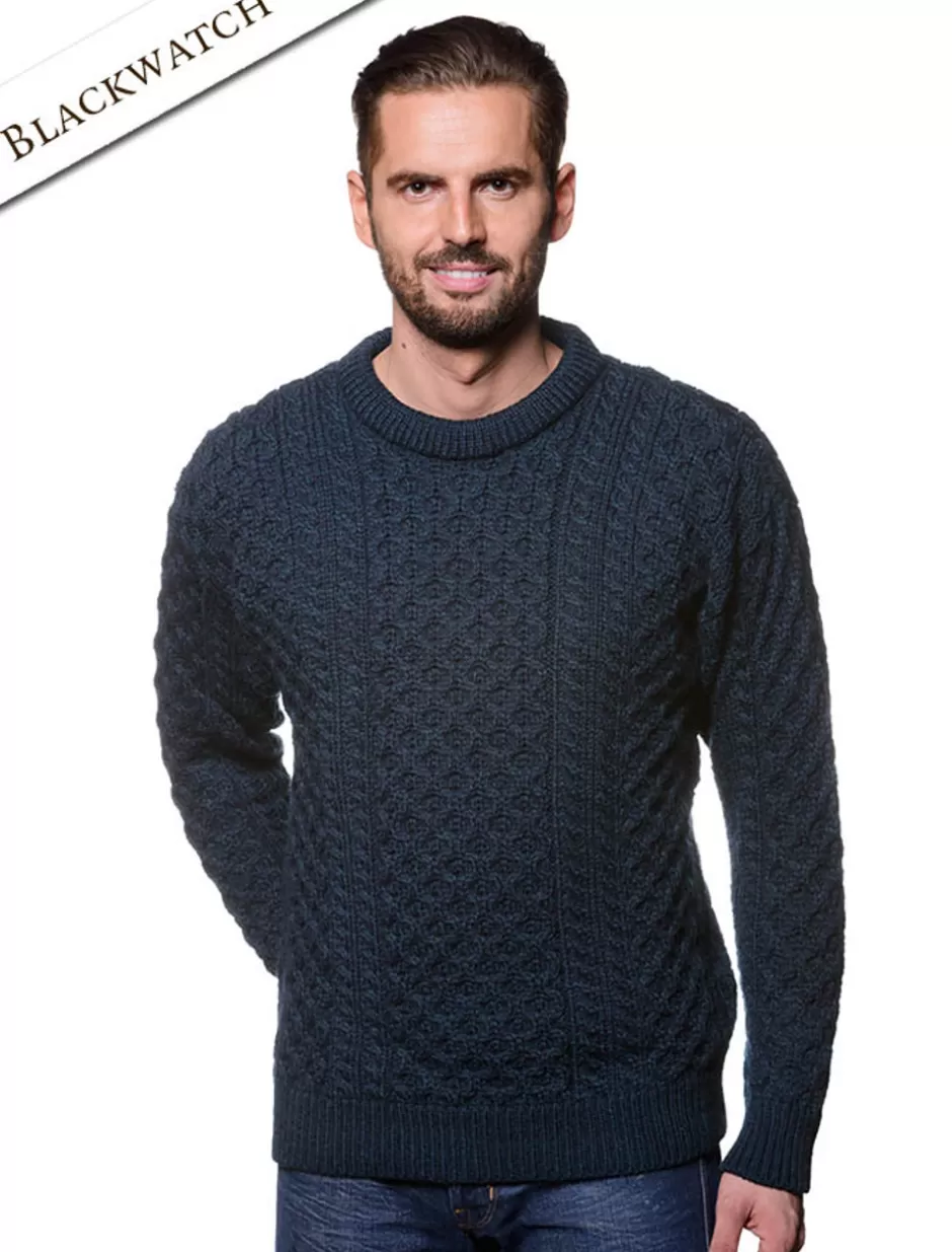 mens_heavyweight_traditional_aran_wool_sweater_10.webp Sweaters<Glenaran Mens Heavyweight Traditional Aran Wool Sweater
