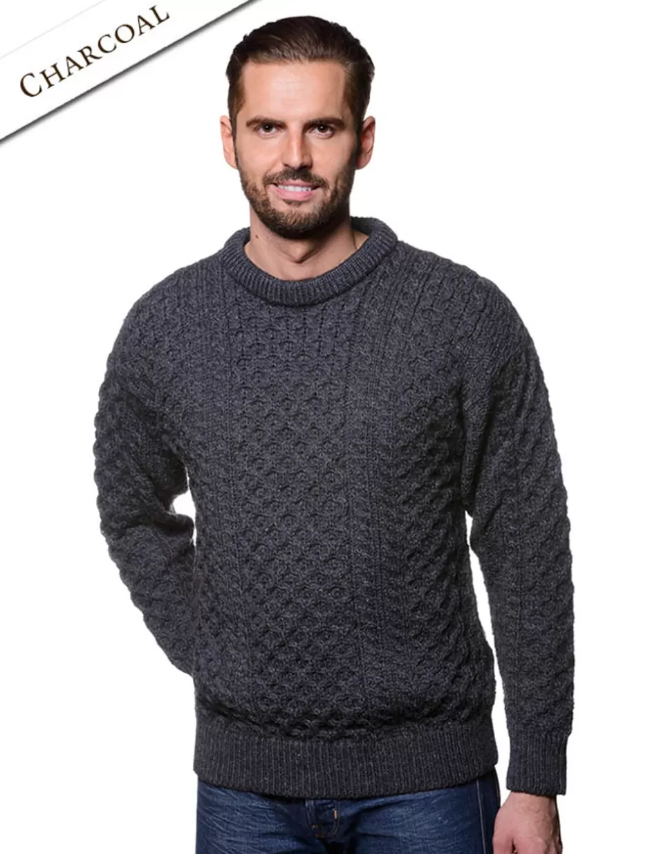 mens_heavyweight_traditional_aran_wool_sweater_6.webp Sweaters<Glenaran Mens Heavyweight Traditional Aran Wool Sweater