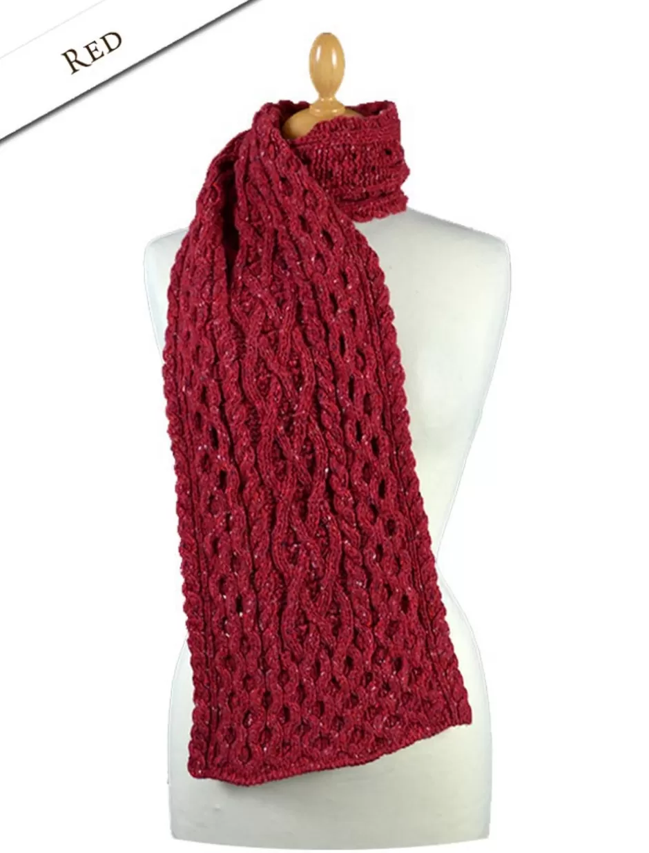 mens_wool_cashmere_aran_honeycomb_scarf_6.webp Knitted Wool Scarves<Glenaran Men's Wool Cashmere Aran Honeycomb Scarf