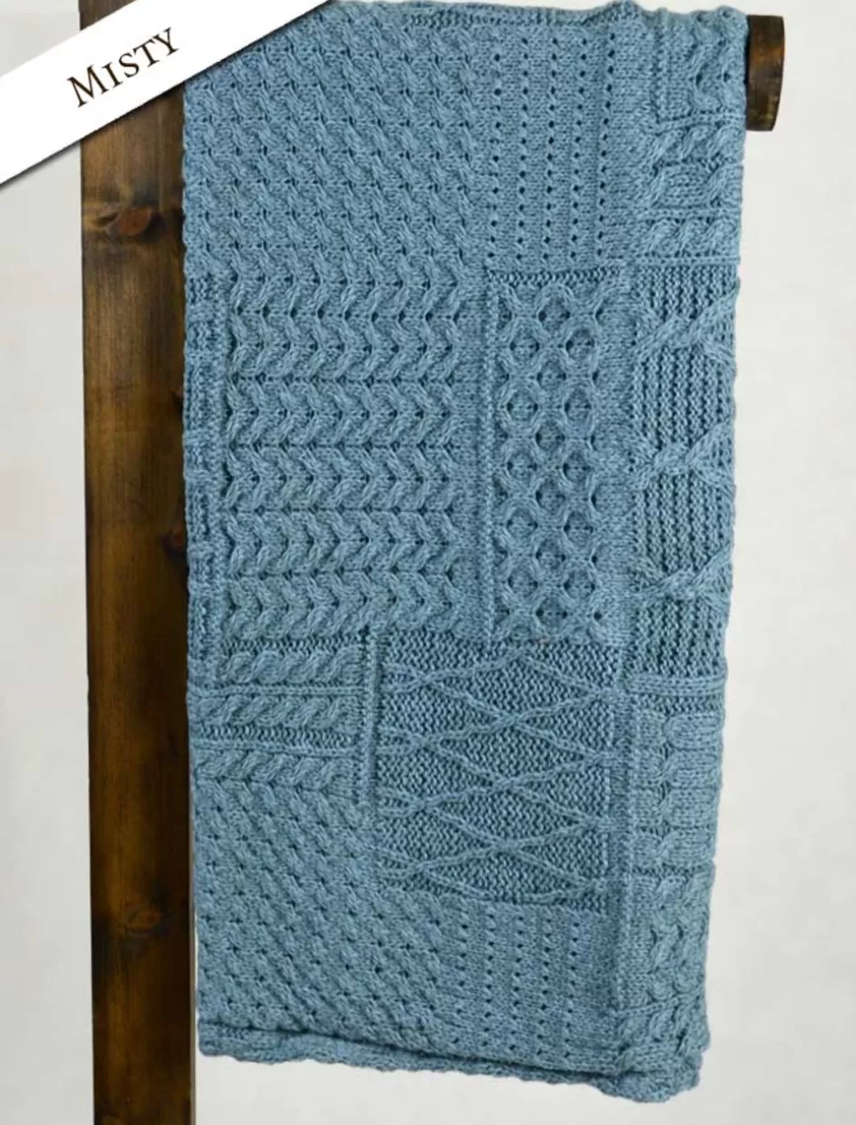 merino_aran_patchwork_throw_6.webp Knitted Wool Throws<Glenaran Merino Aran Patchwork Throw