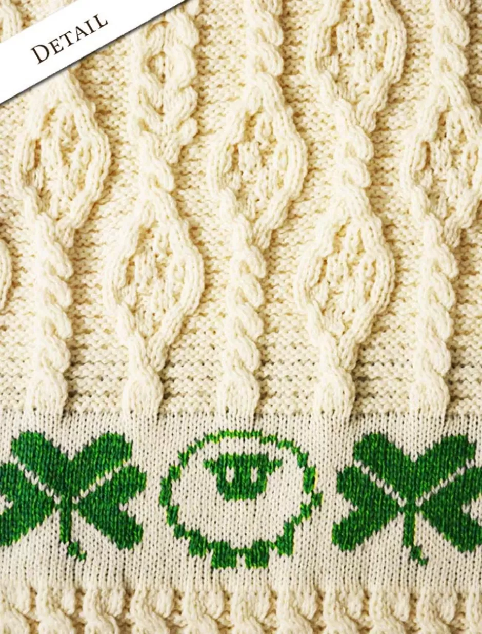 merino_sheep__shamrock_baby_throw_11.webp Knitted Wool Throws | Baby Blankets & Throws<Glenaran Merino Sheep & Shamrock Baby Throw