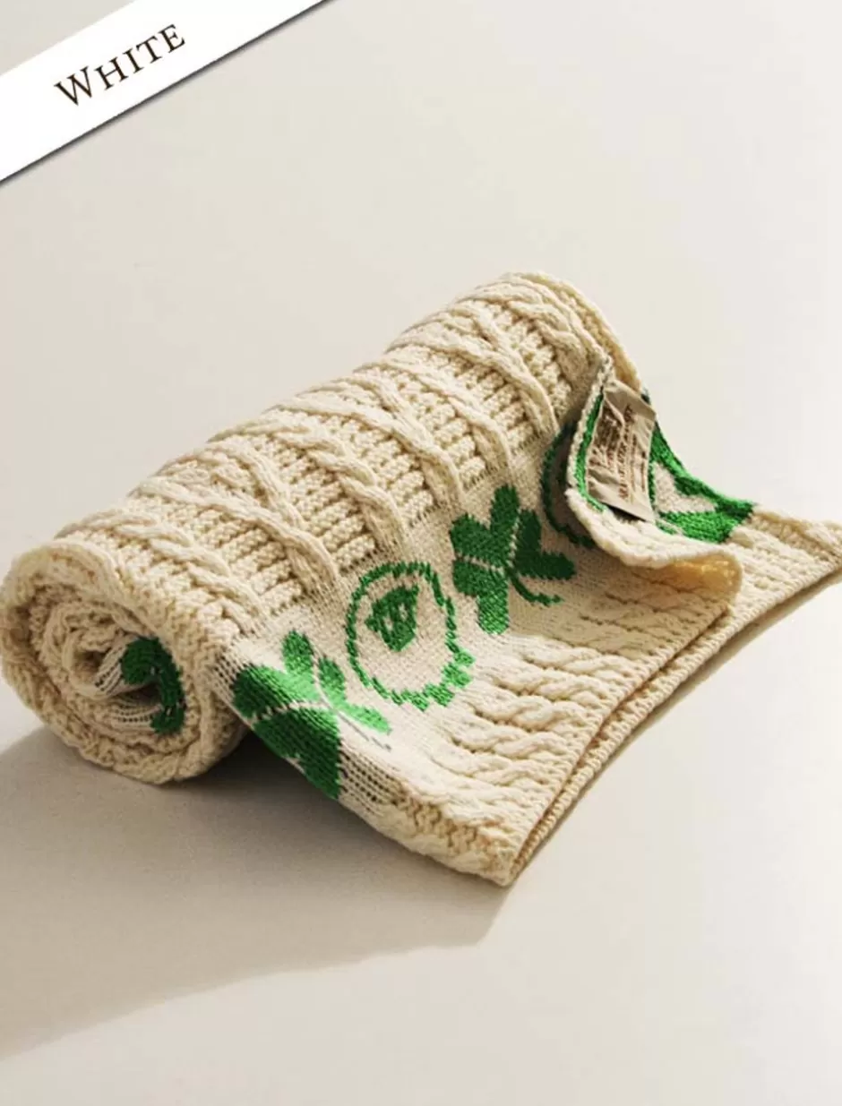 merino_sheep__shamrock_baby_throw_4.webp Knitted Wool Throws | Baby Blankets & Throws<Glenaran Merino Sheep & Shamrock Baby Throw