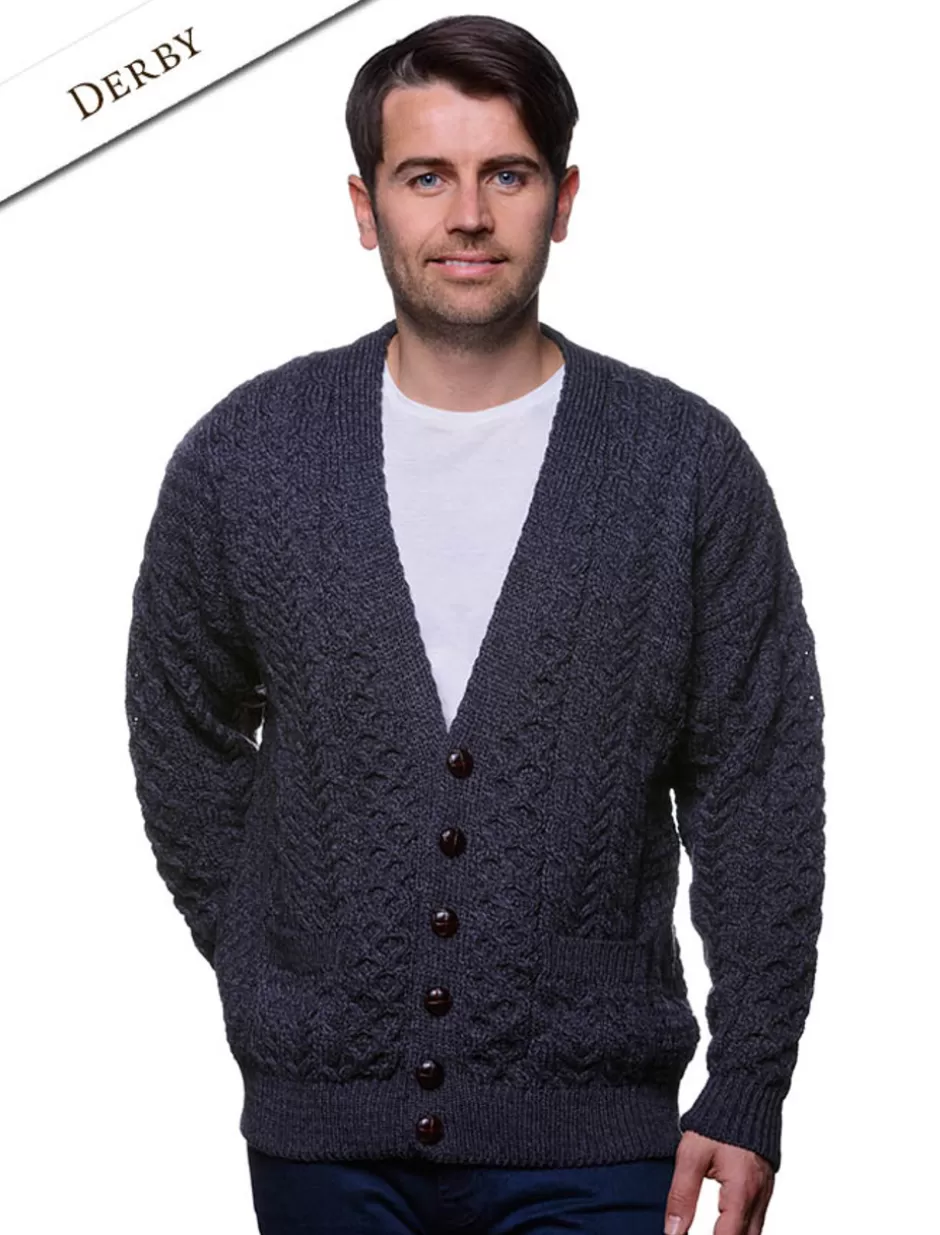 merino_wool_aran_mens_vneck_cardigan_4.webp Cardigans, Jackets & Coats<Glenaran Merino Wool Aran Men's V-Neck Cardigan