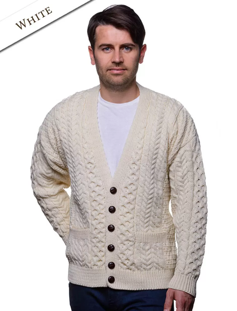 merino_wool_aran_mens_vneck_cardigan_6.webp Cardigans, Jackets & Coats<Glenaran Merino Wool Aran Men's V-Neck Cardigan