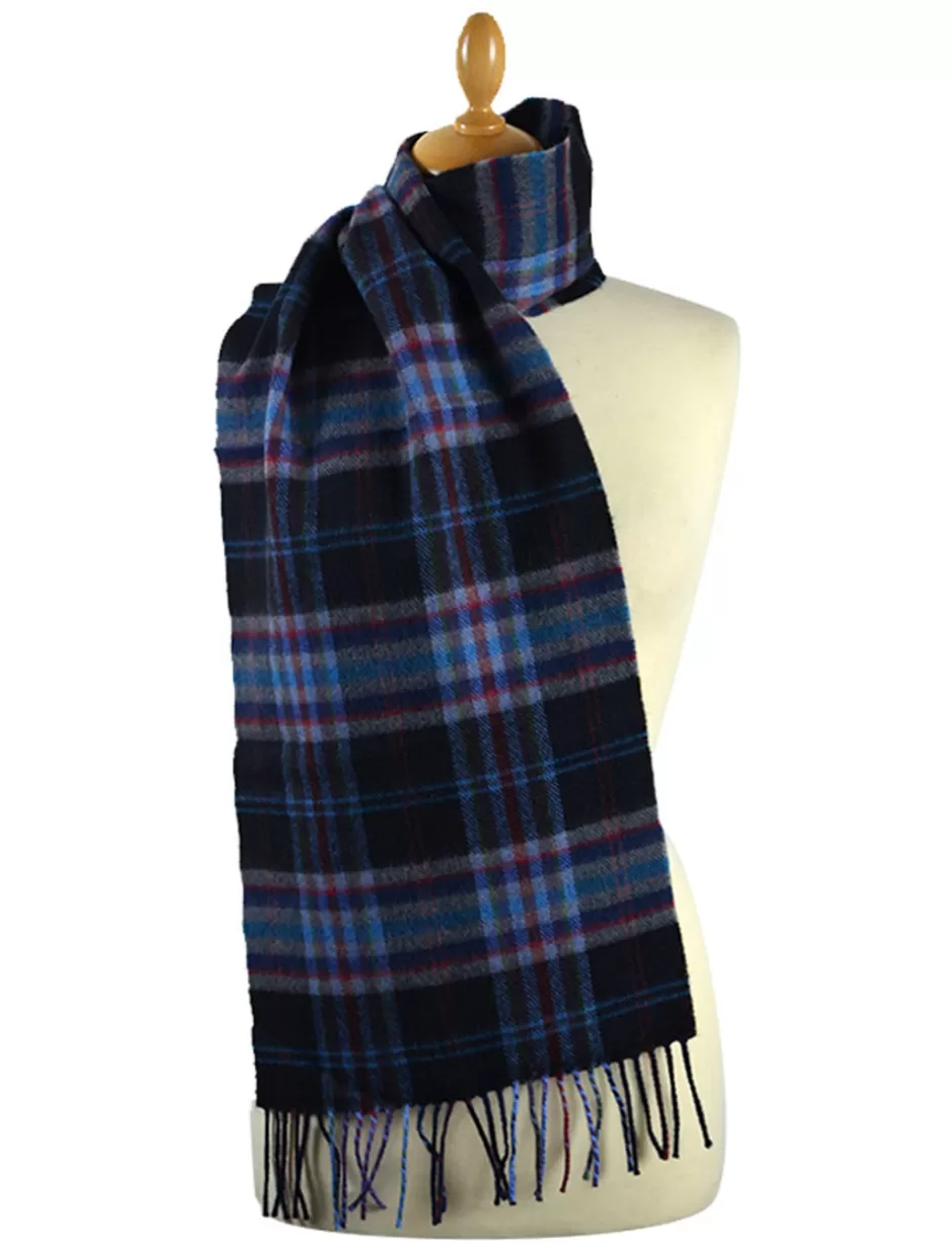 Plaid & Tartan Scarves | Lambswool Scarves<Glenaran Narrow Lambswool Checked Scarf - Black Teal
