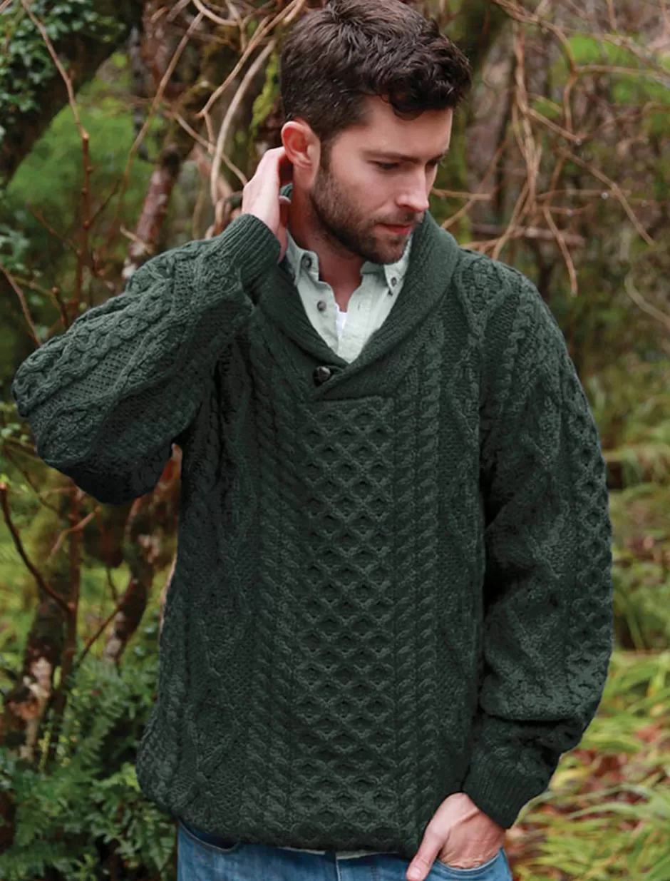 shawl_neck_honeycomb_sweater_3.webp Sweaters<Glenaran Shawl Neck Honeycomb Sweater
