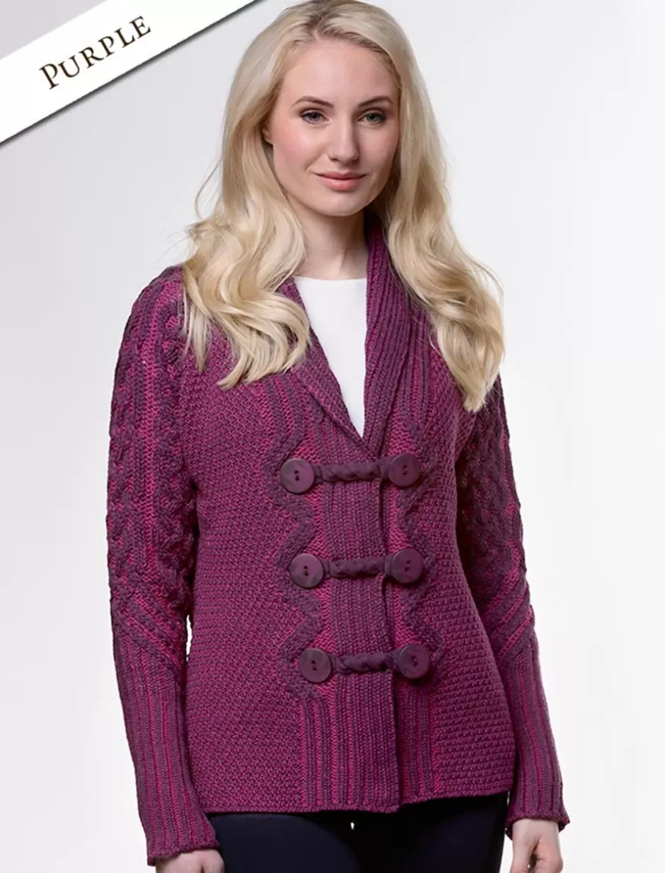 shawl_neck_twotone_merino_cardigan_2.webp Cardigans, Jackets & Coatigans<Glenaran Shawl Neck Two-Tone Merino Cardigan