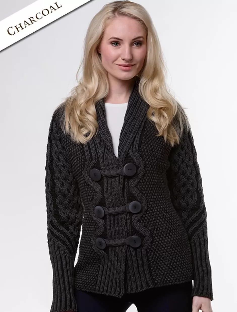 shawl_neck_twotone_merino_cardigan_3.webp Cardigans, Jackets & Coatigans<Glenaran Shawl Neck Two-Tone Merino Cardigan