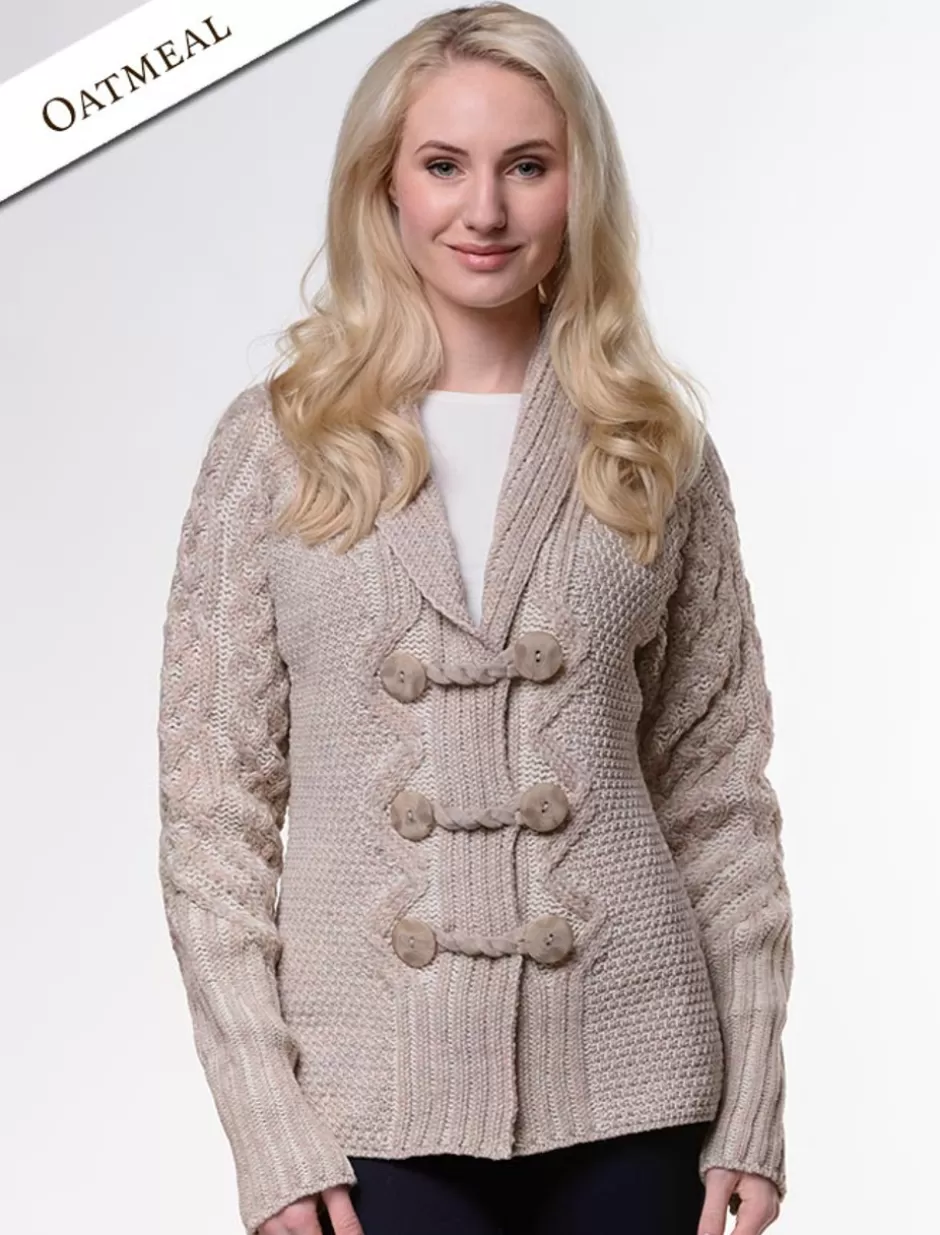 shawl_neck_twotone_merino_cardigan_4.webp Cardigans, Jackets & Coatigans<Glenaran Shawl Neck Two-Tone Merino Cardigan