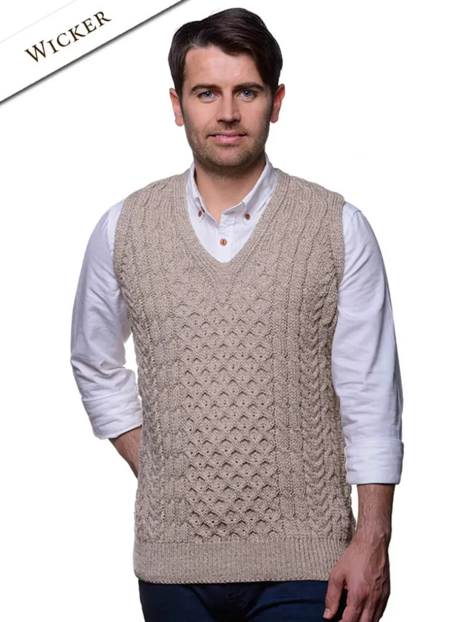 vneck_aran_slipover_2.webp Cardigans, Jackets & Coats<Glenaran V-Neck Aran Slipover
