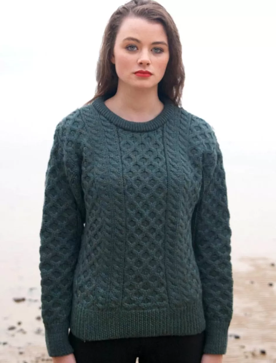 womens_heavyweight_traditional_aran_wool_sweater_2.webp Sweaters<Glenaran Women's Heavyweight Traditional Aran Wool Sweater
