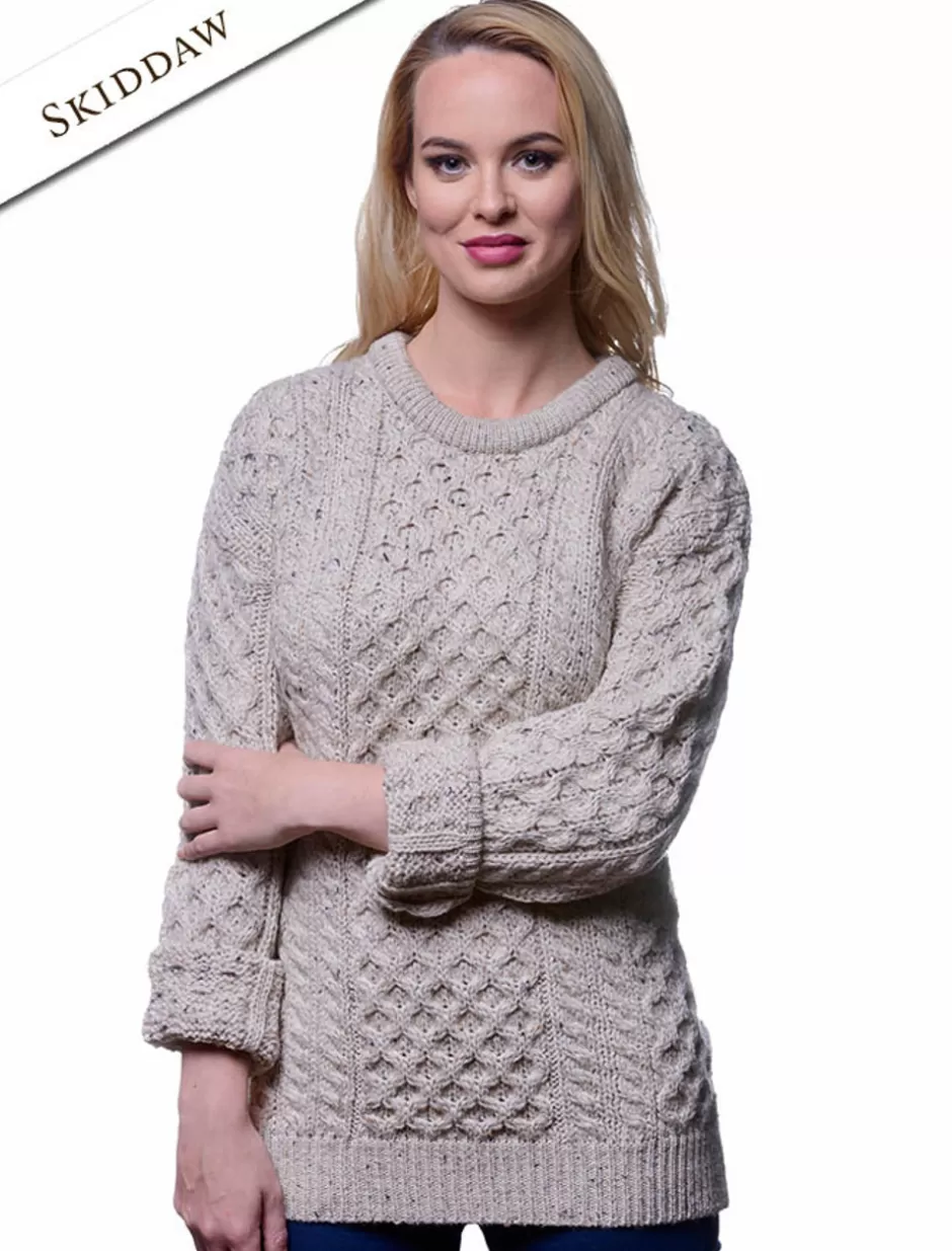 womens_heavyweight_traditional_aran_wool_sweater_4.webp Sweaters<Glenaran Women's Heavyweight Traditional Aran Wool Sweater