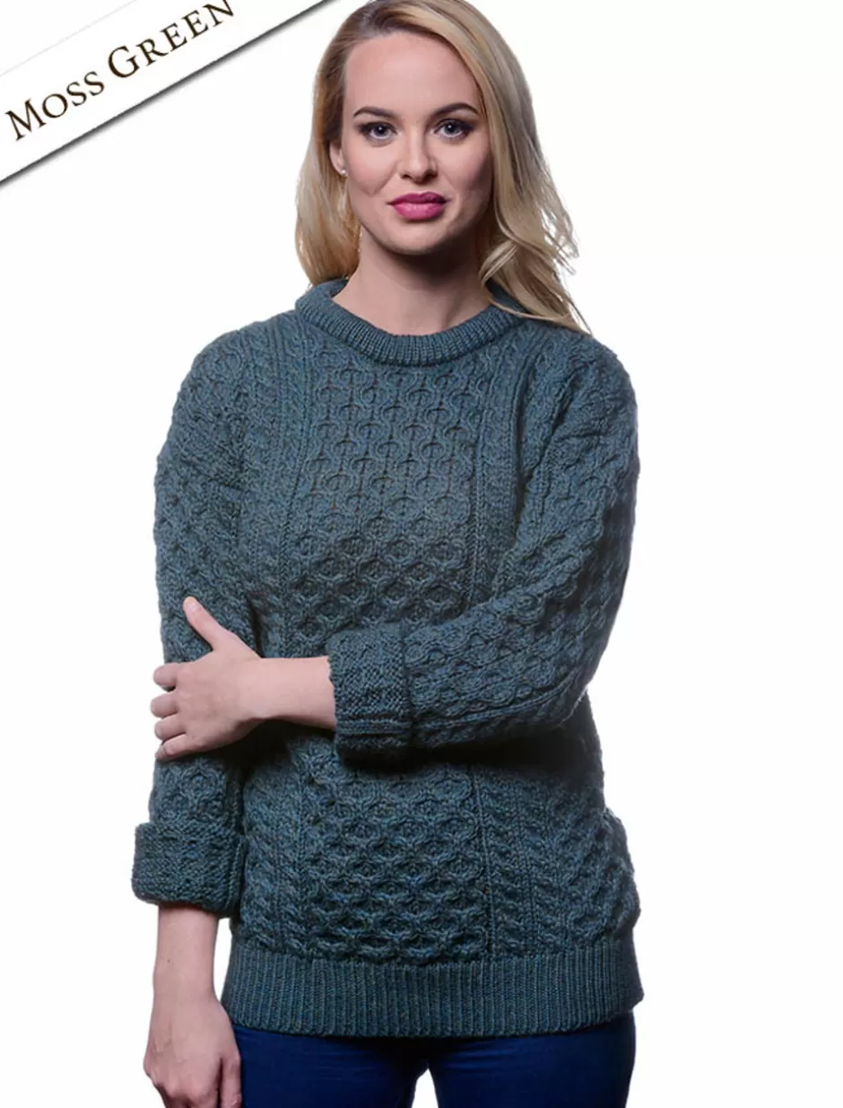 womens_heavyweight_traditional_aran_wool_sweater_5.webp Sweaters<Glenaran Women's Heavyweight Traditional Aran Wool Sweater